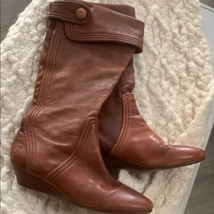 Frye Leather Sam Button Cognac Boots